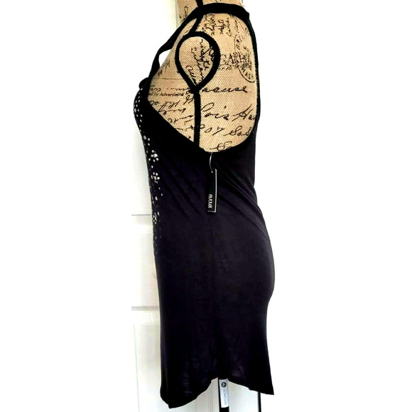 A.N.A Tank Tunic Black Beaded Top Racerback NEW - Picture 3 of 9